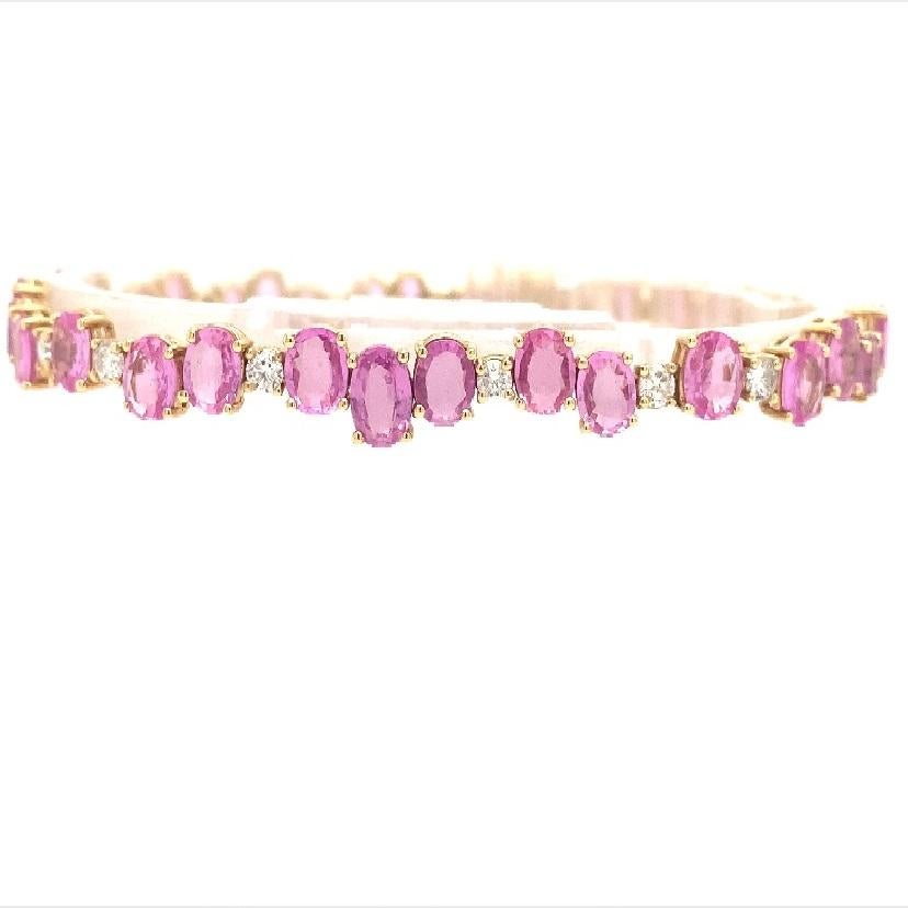 Mixed Cut RUCHI Pink Sapphire and Diamond White Gold Link Bracelet For Sale