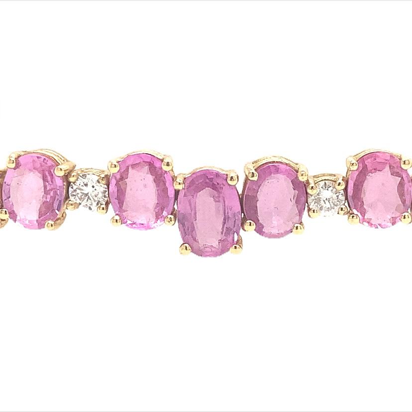 RUCHI Pink Sapphire and Diamond White Gold Link Bracelet In New Condition For Sale In New York, NY
