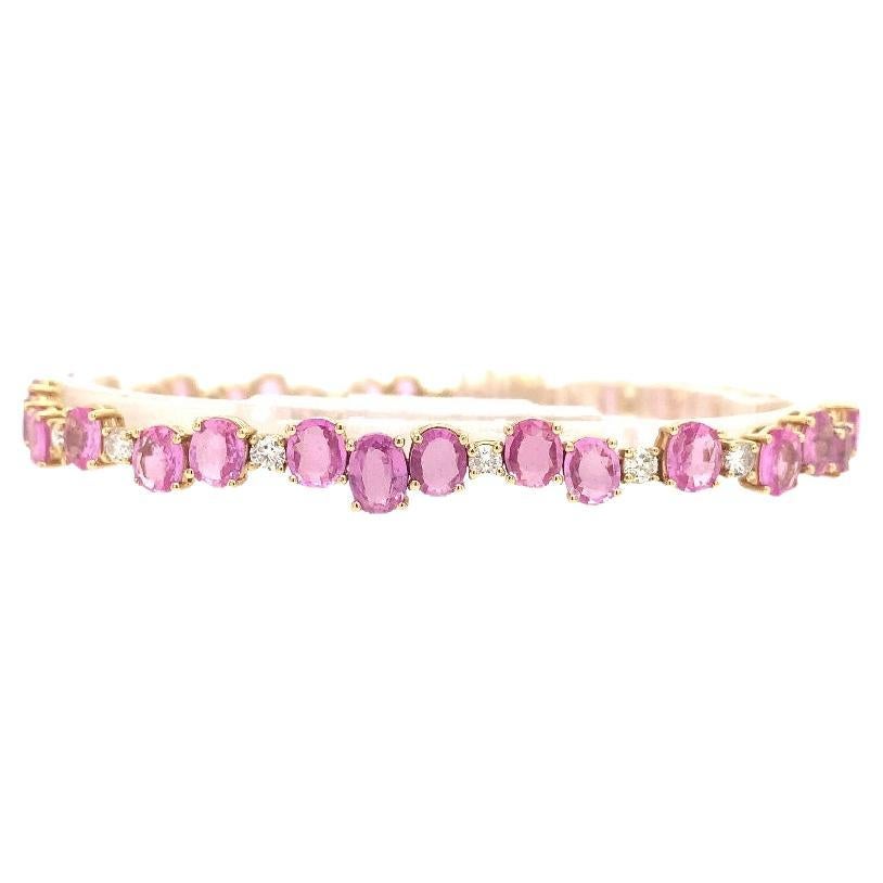 RUCHI Pink Sapphire and Diamond White Gold Link Bracelet For Sale