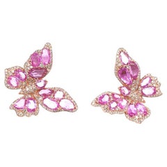 Ruchi New York Pink Sapphire and Diamond Butterfly Stud Earrings