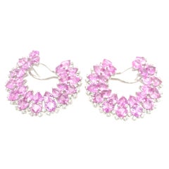 Ruchi New York Pink Sapphire and Diamond C Shape Earrings