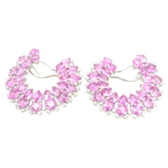 Ruchi New York Pink Sapphire and Diamond C Shape Earrings