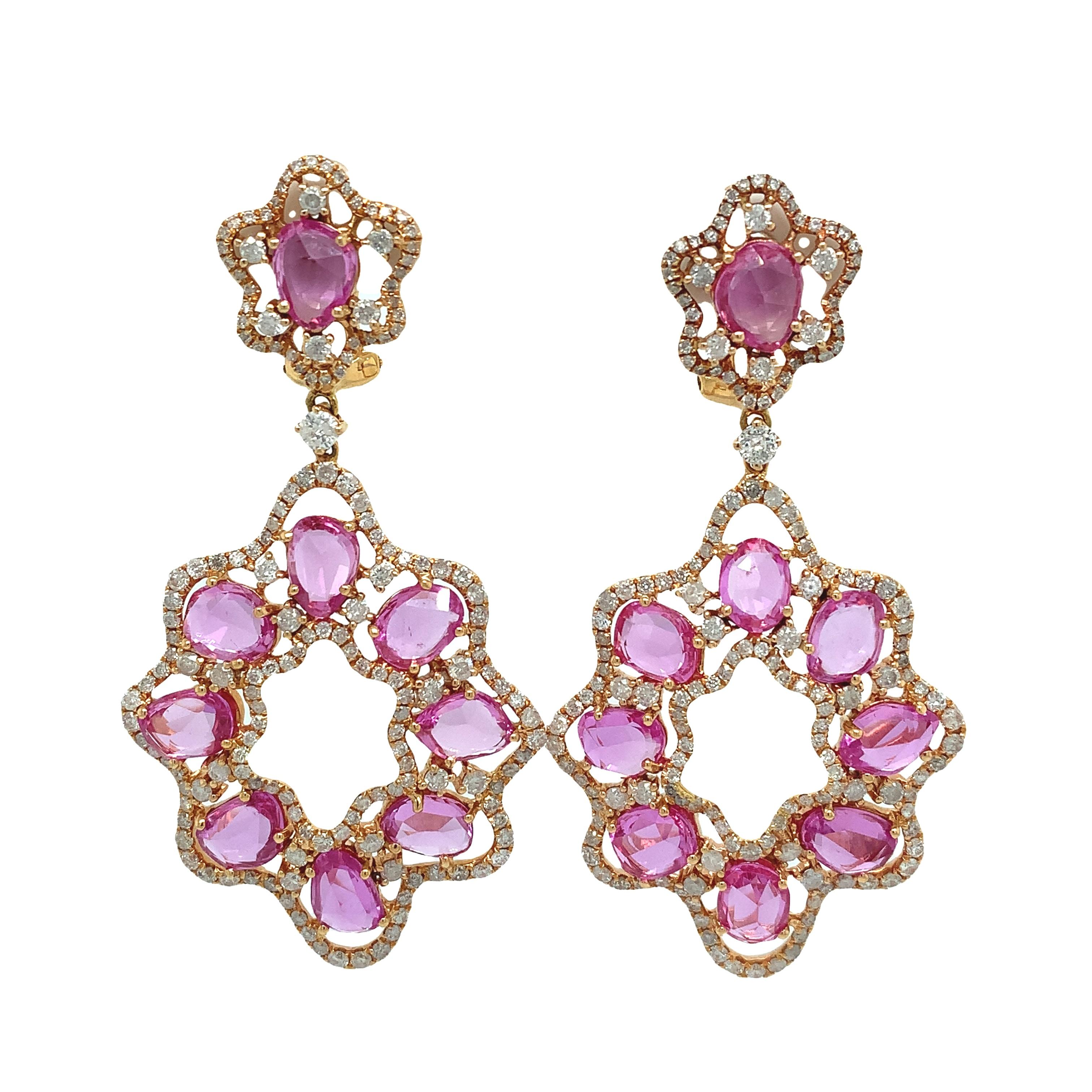 Ruchi New York Ohrringe mit rosa Saphiren und Diamanten (Zeitgenössisch)