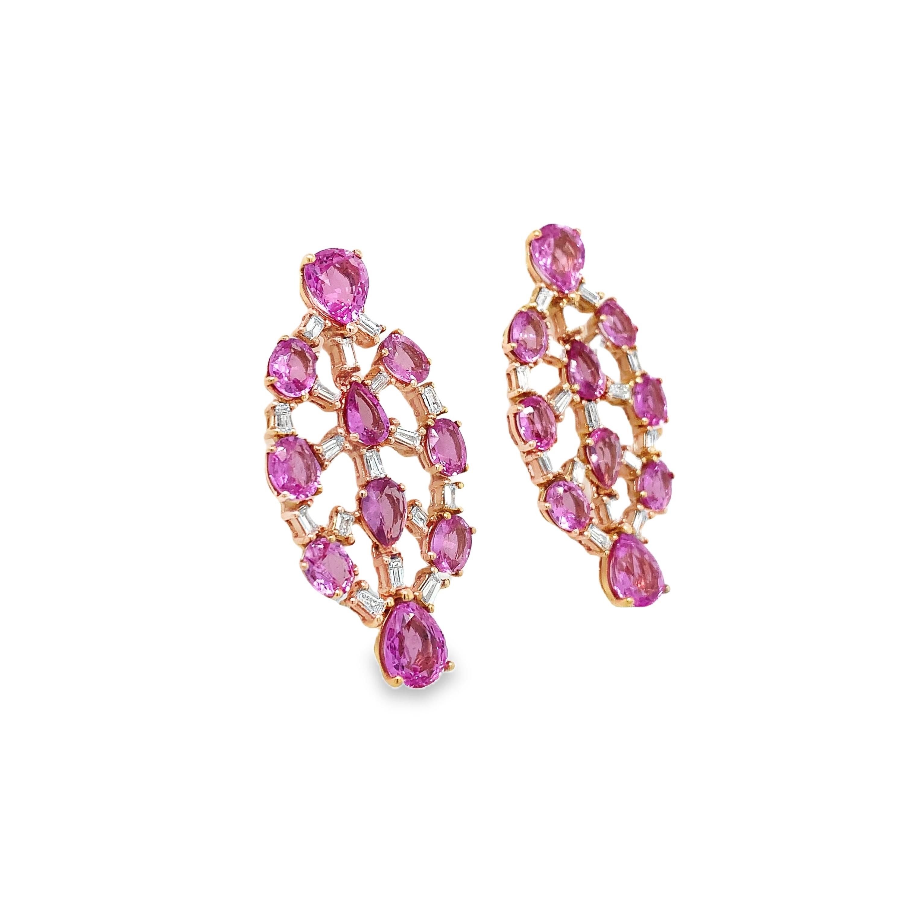 Taglio misto Orecchini con zaffiro rosa e diamanti Ruchi New York in vendita