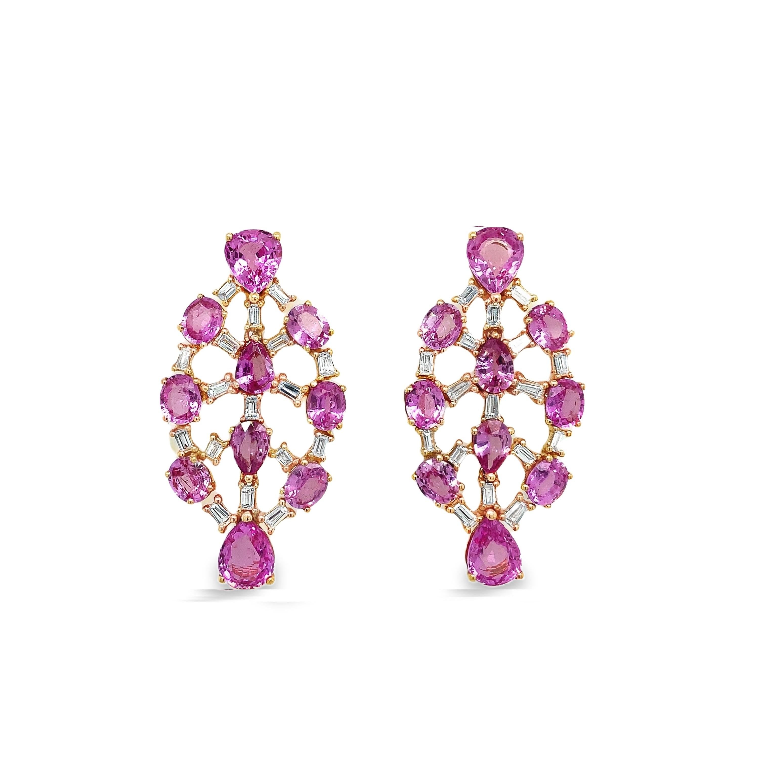 Donna Orecchini con zaffiro rosa e diamanti Ruchi New York in vendita