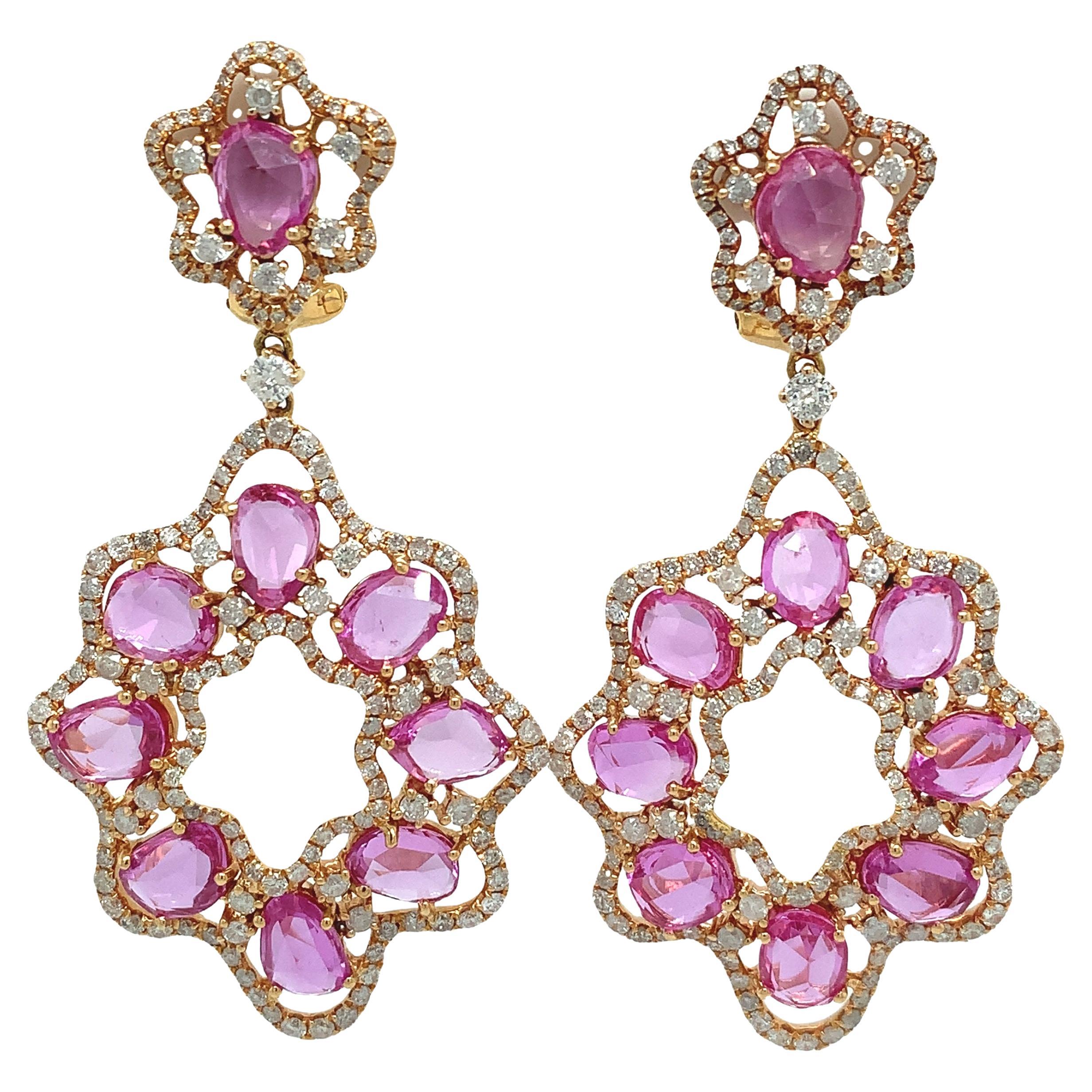 Ruchi New York Pink Sapphire and Diamond Earrings