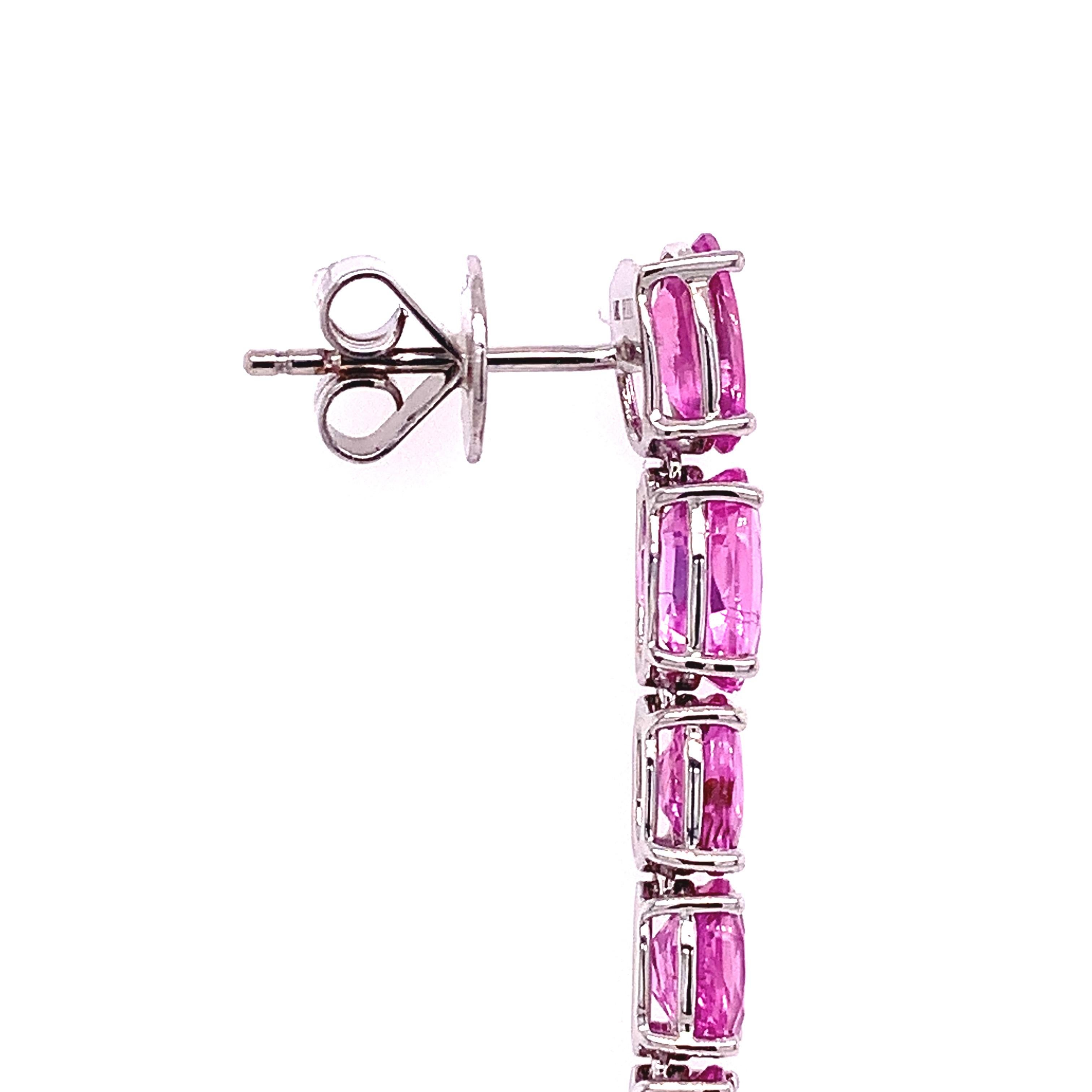 Contemporary Ruchi New York Pink Sapphire and Diamond Linear Earrings