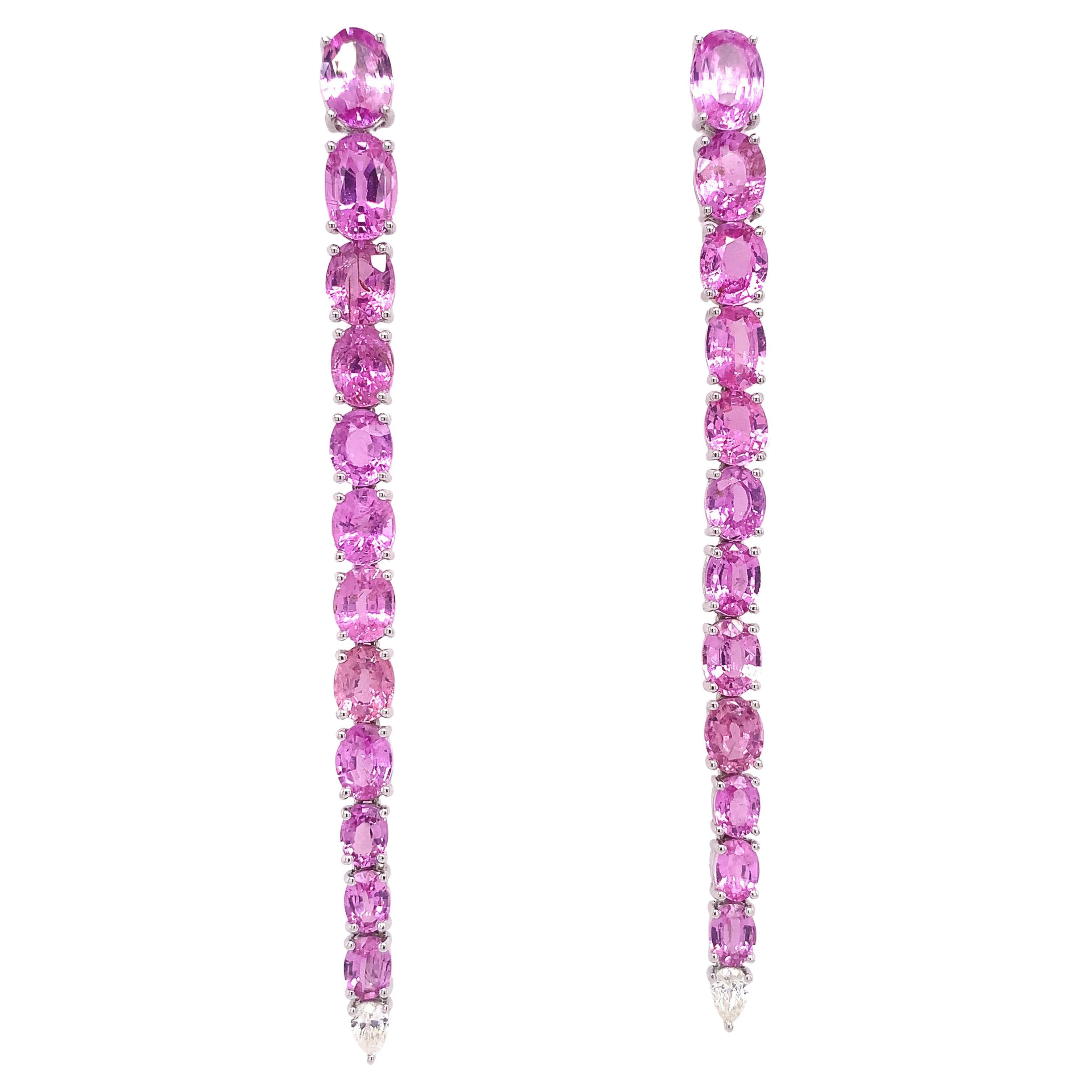 Ruchi New York Pink Sapphire and Diamond Linear Earrings