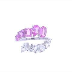 RUCHI Mixed-Shape Pink Sapphire and Diamond White Gold Bypass Ring