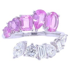 RUCHI Mixed-Shape Pink Sapphire and Diamond White Gold Bypass Ring