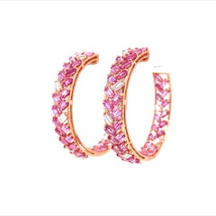 RUCHI Boucles d'oreilles en or rose, saphir rose baguette et diamants
