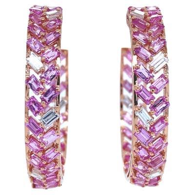 Ruchi New York Pink Sapphire and Diamonds Hoop Earrings