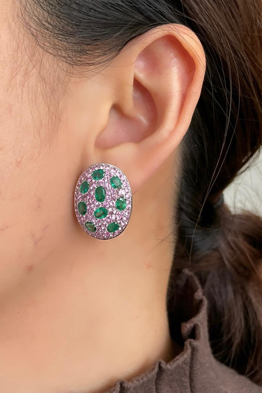Women's Ruchi New York Pink Sapphire and Emerald Earring