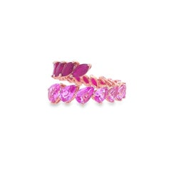 RUCHI Pear-Shaped Ruby & Pink Sapphire Rose Gold Bypass Ring