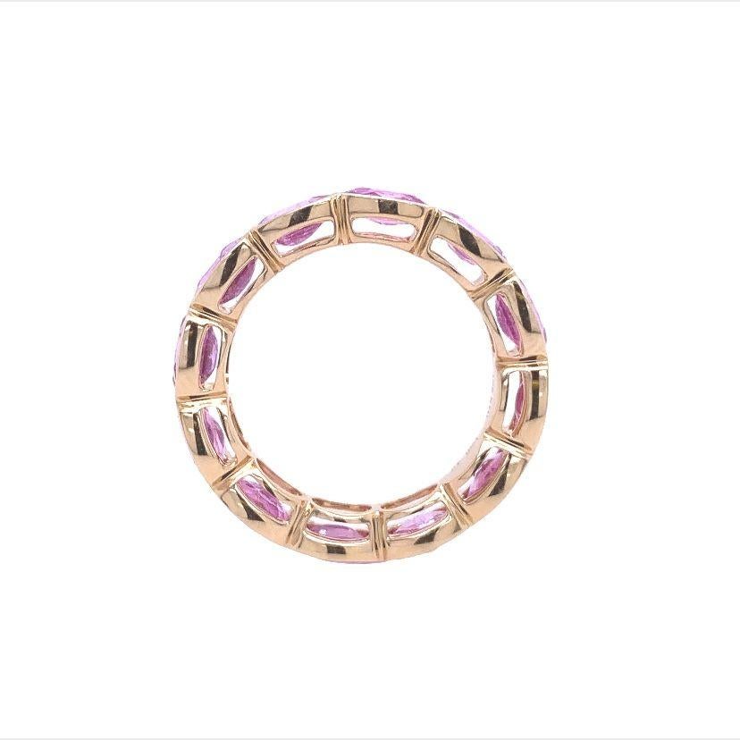 Contemporary RUCHI Oval-Shaped Pink Sapphire Yellow Gold Band For Sale