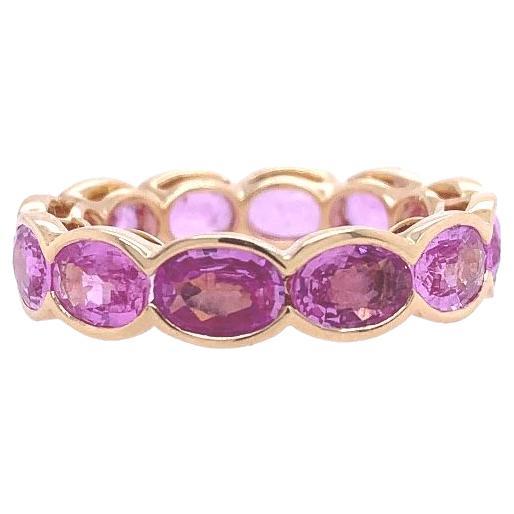 RUCHI Oval-Shaped Pink Sapphire Yellow Gold Band For Sale