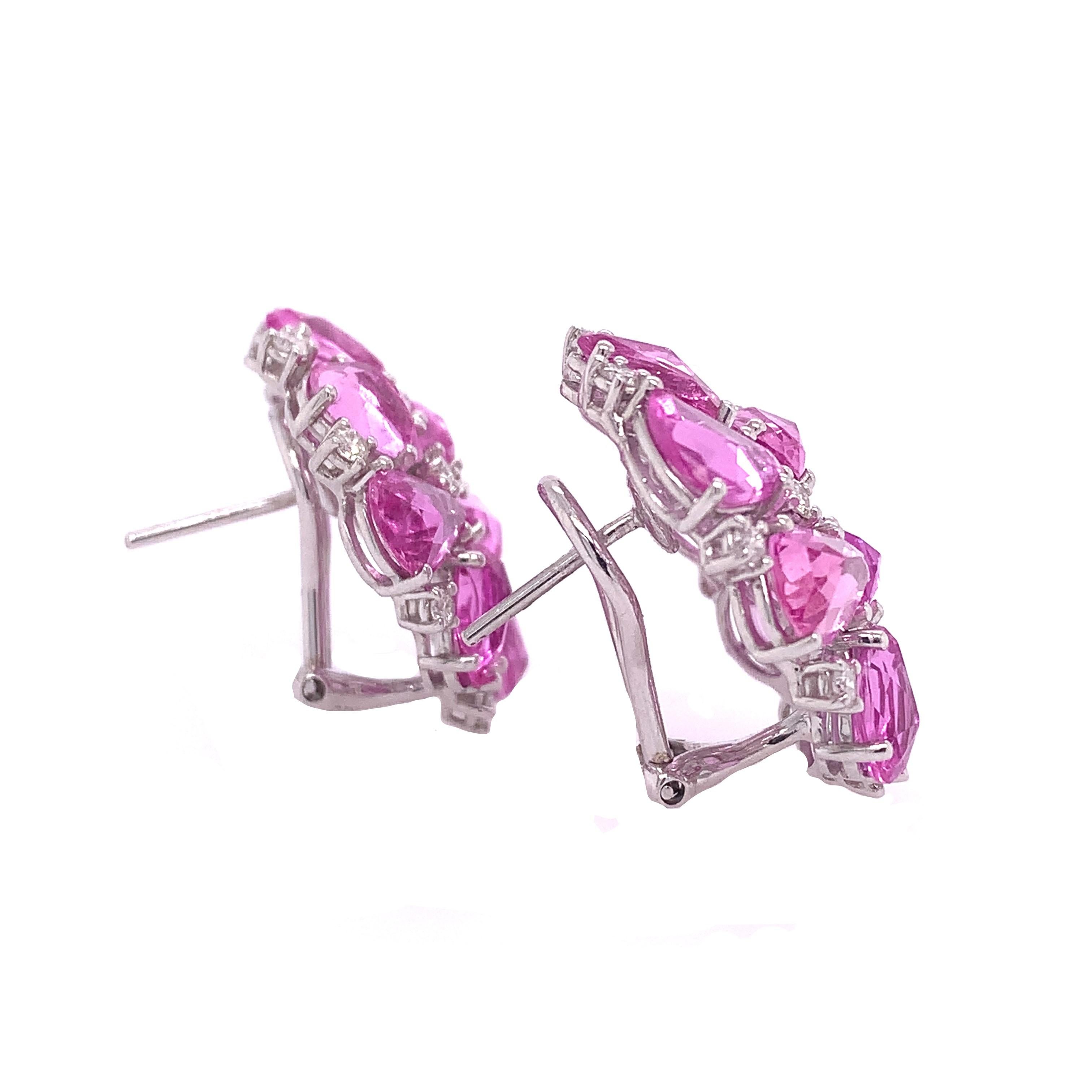 Contemporary Ruchi New York Pink Sapphire Clip on Earrings