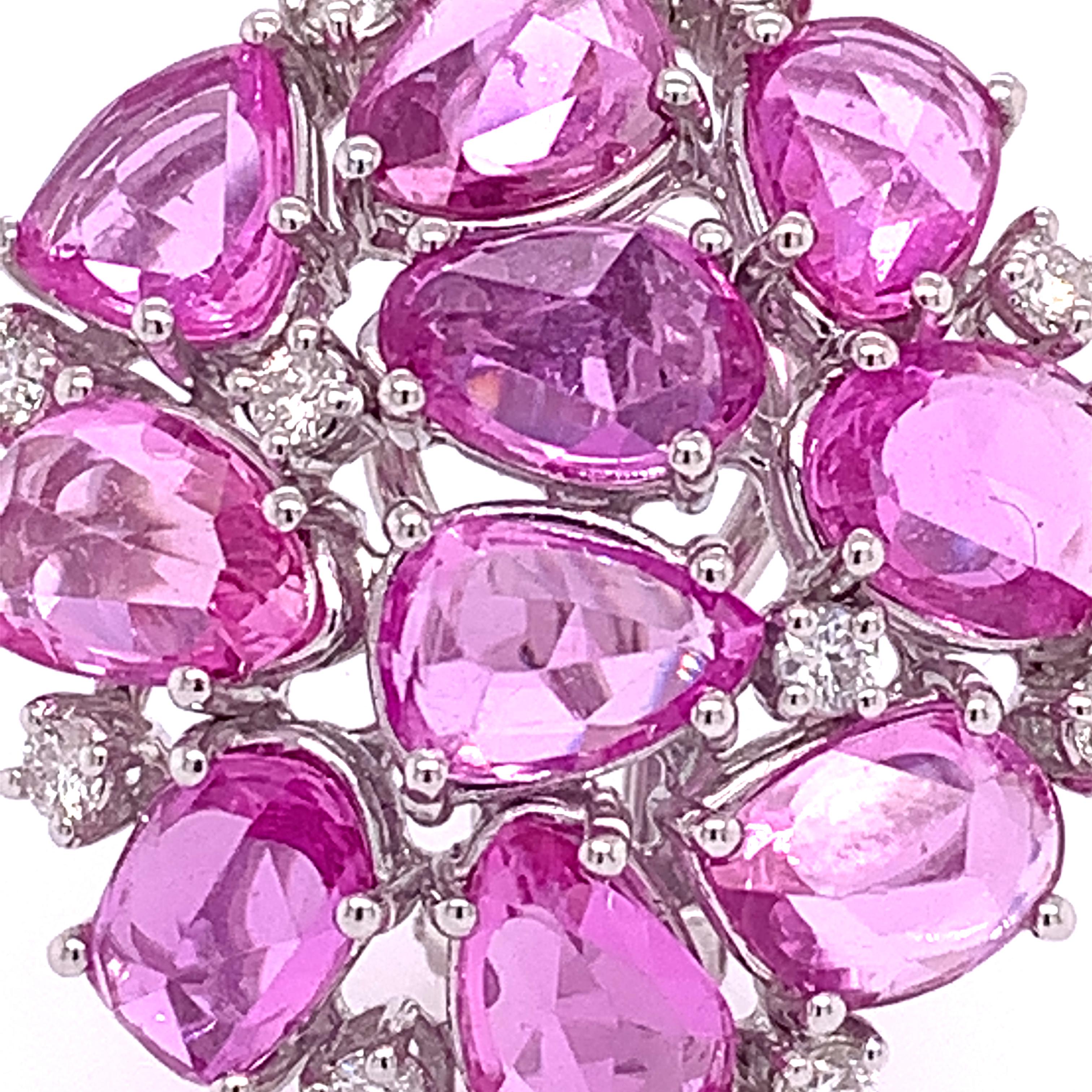 Rose Cut Ruchi New York Pink Sapphire Clip on Earrings
