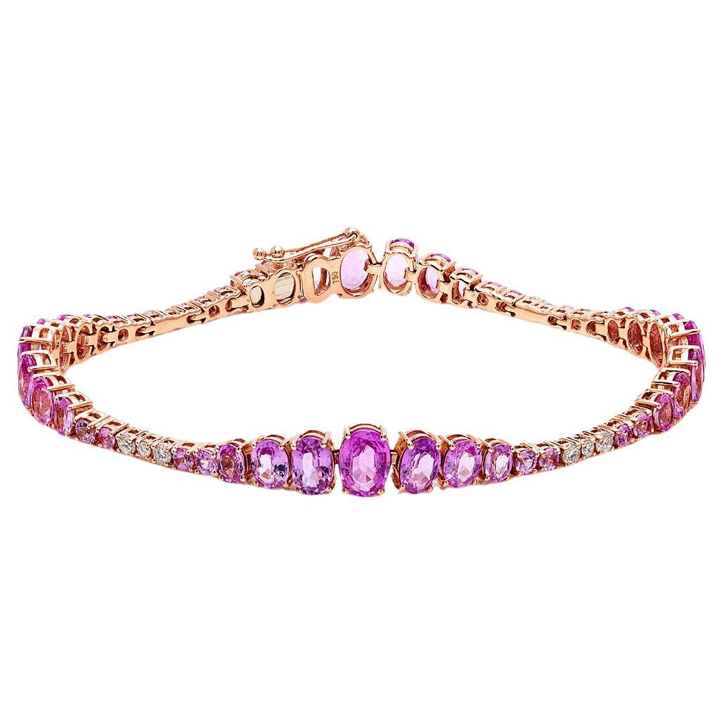 RUCHI Bracelet à maillons en or rose, saphir rose et diamant