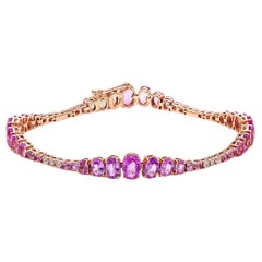 RUCHI Bracelet à maillons en or rose, saphir rose et diamant