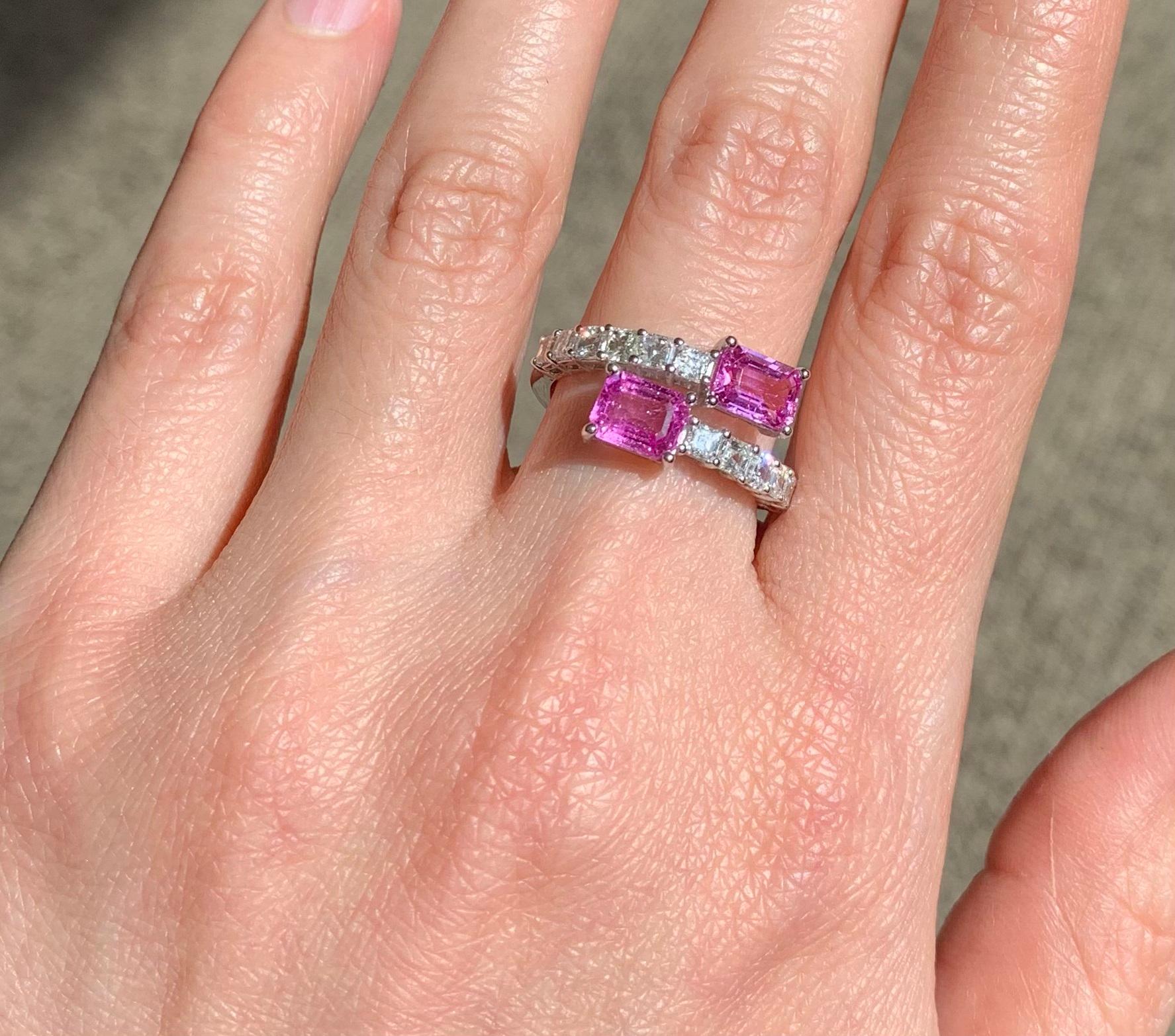 Asscher Cut Ruchi New York Pink Sapphire & Diamond Ring
