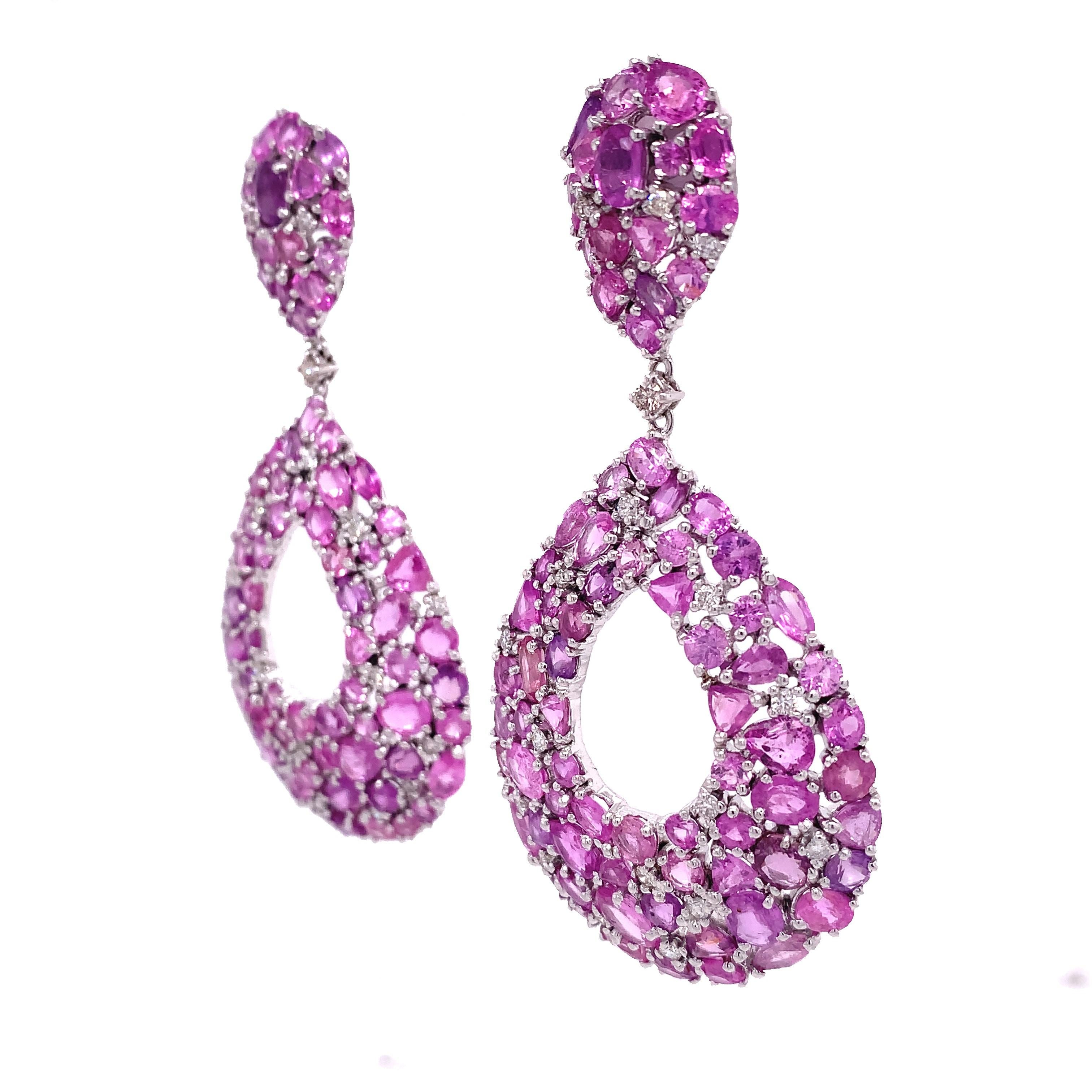 Contemporary Ruchi New York Pink Sapphire Drop Earrings