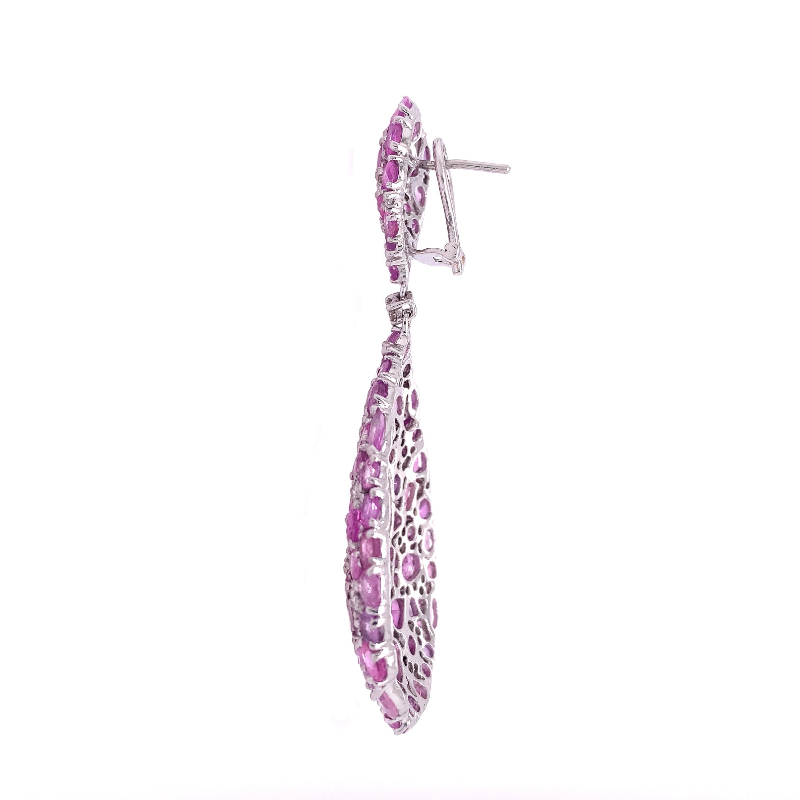 Brilliant Cut Ruchi New York Pink Sapphire Drop Earrings