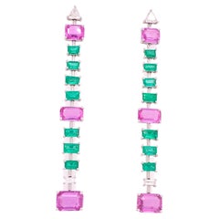 Ruchi New York Pink Sapphire & Emerald Earrings