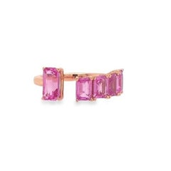 RUCHI Emerald-Cut Pink Sapphire Rose Gold Open Ring