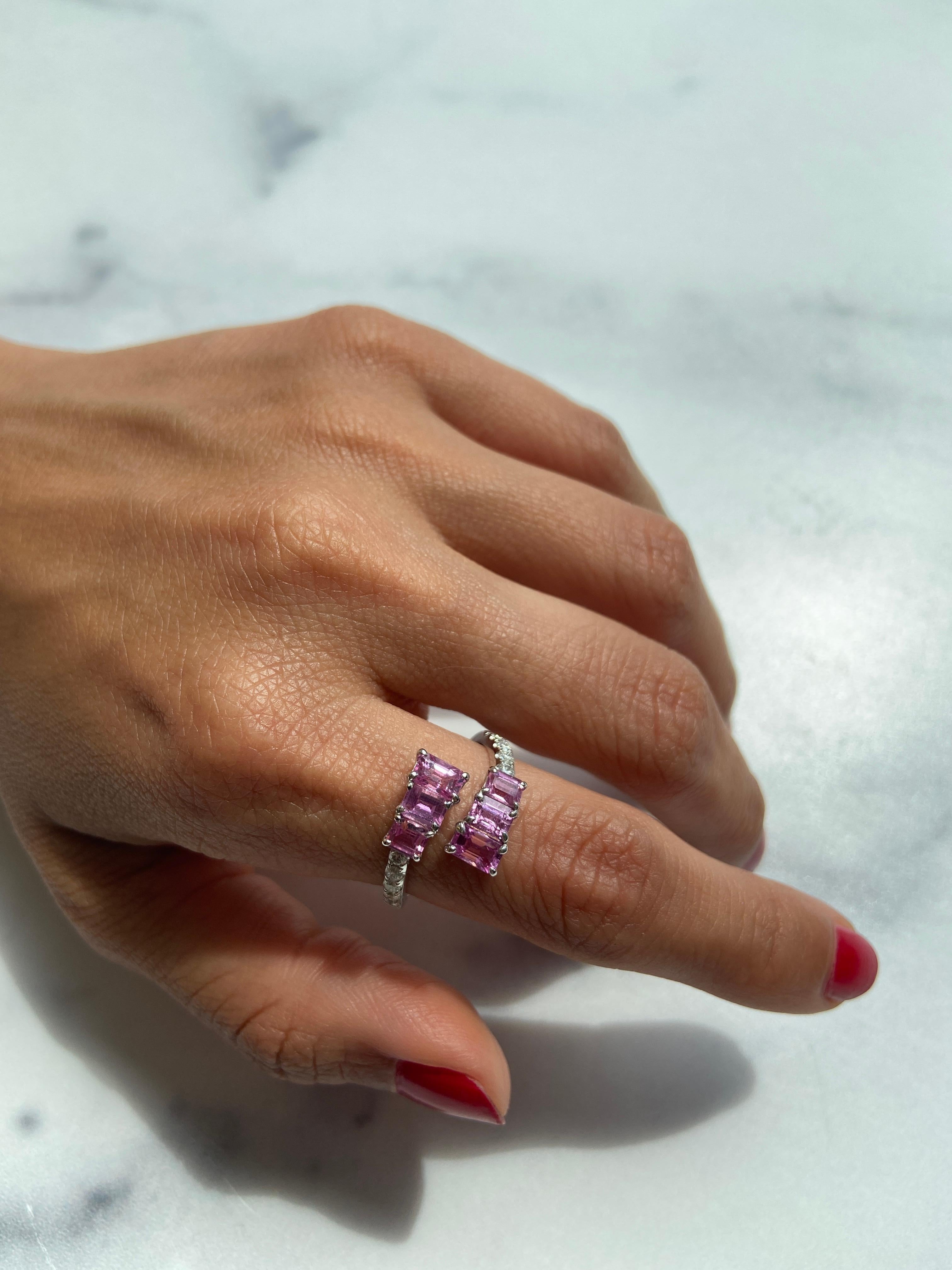 Emerald Cut Ruchi New York Pink Sapphire Ring