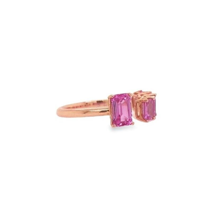 Emerald Cut RUCHI Emerald-Cut Pink Sapphire Rose Gold Open Ring For Sale