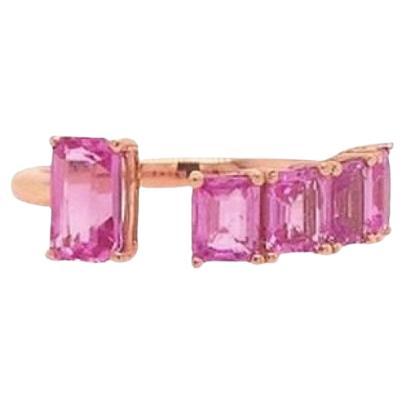 RUCHI Emerald-Cut Pink Sapphire Rose Gold Open Ring For Sale