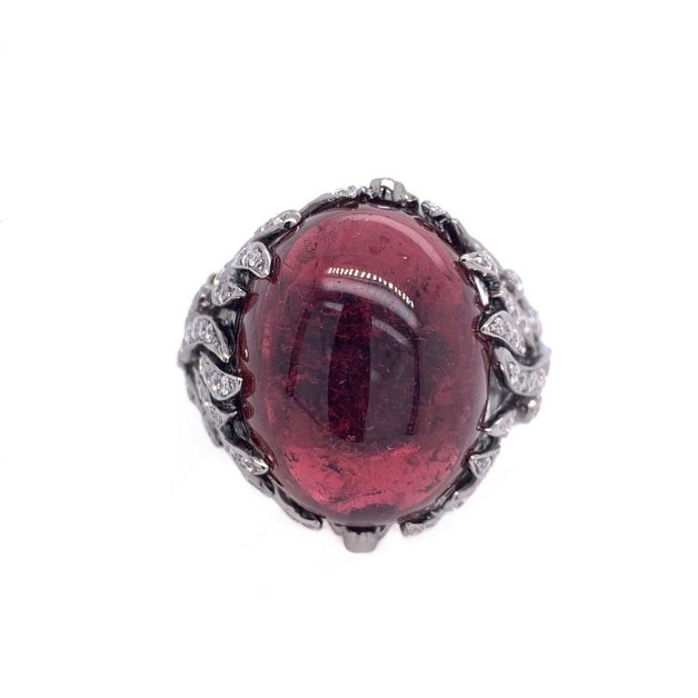 Contemporary Ruchi New York Pink Tourmaline and Diamond Cocktail Ring