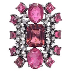 Ruchi New York Pink Tourmaline and Diamond Cocktail Ring