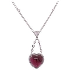 Ruchi New York Pink Tourmaline and Rose Cut Diamond Heart Necklace