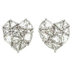 RUCHI Boucles d'oreilles en or blanc Rosecut Diamond Heart Shape