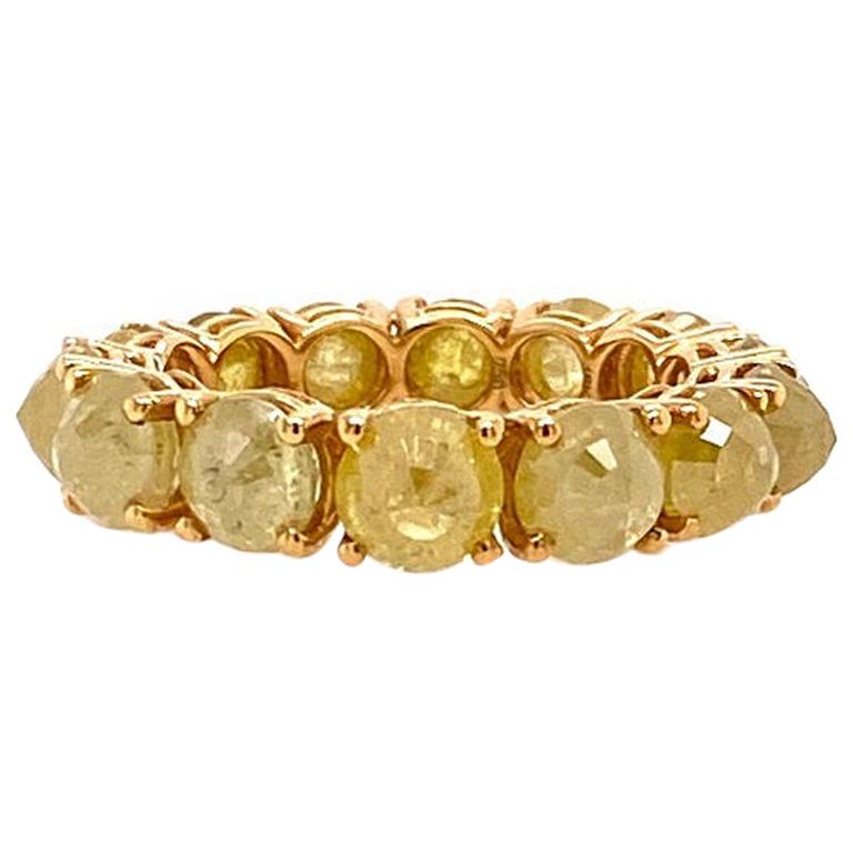 RUCHI Rosecut Icy Yellow Diamond Eternity Band in Yellow Gold For Sale