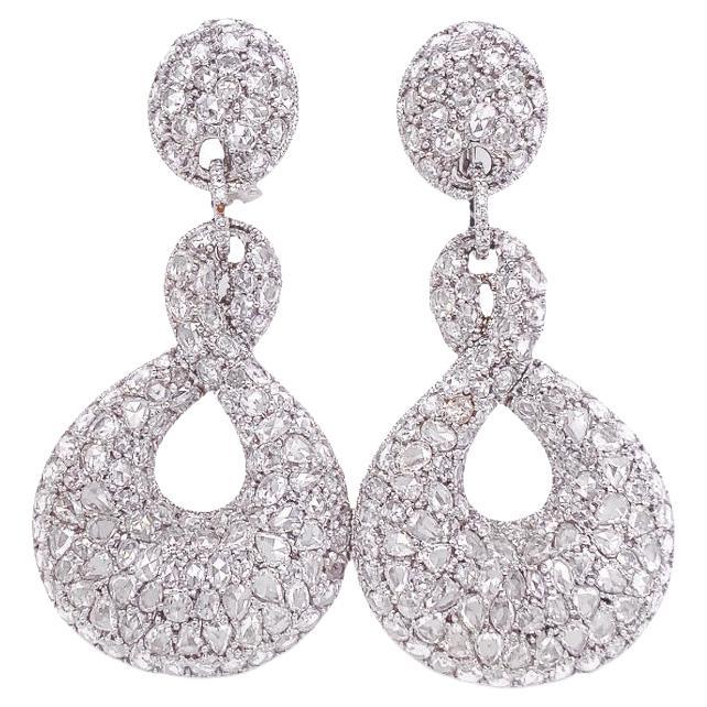 RUCHI Rose-Cut Diamond White Gold Chandelier Earrings