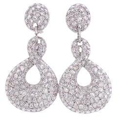 RUCHI Boucles d'oreilles chandelier en or blanc et diamants taillés en rose