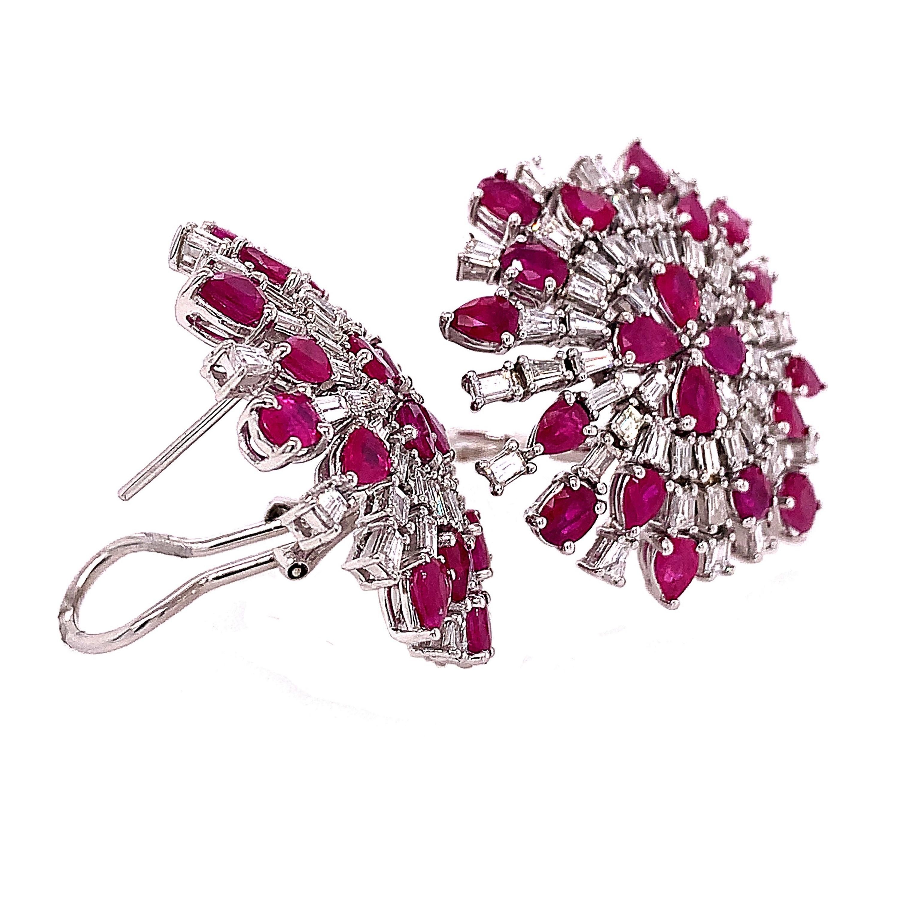 18K White Gold
Ruby: 7.72ct total weight.
Diamond: 2.78ct total weight.
All diamonds are G-H/SI stones.
