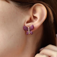 Ruchi New York Ruby and Diamond Butterfly Earrings