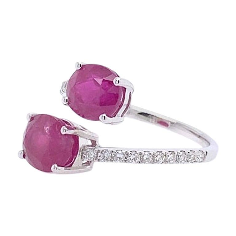 18K White Gold
US size 7.
Rubies: 5.06ct total weight.
Diamonds: 0.24ct total weight.
All diamonds are G-H/SI stones.