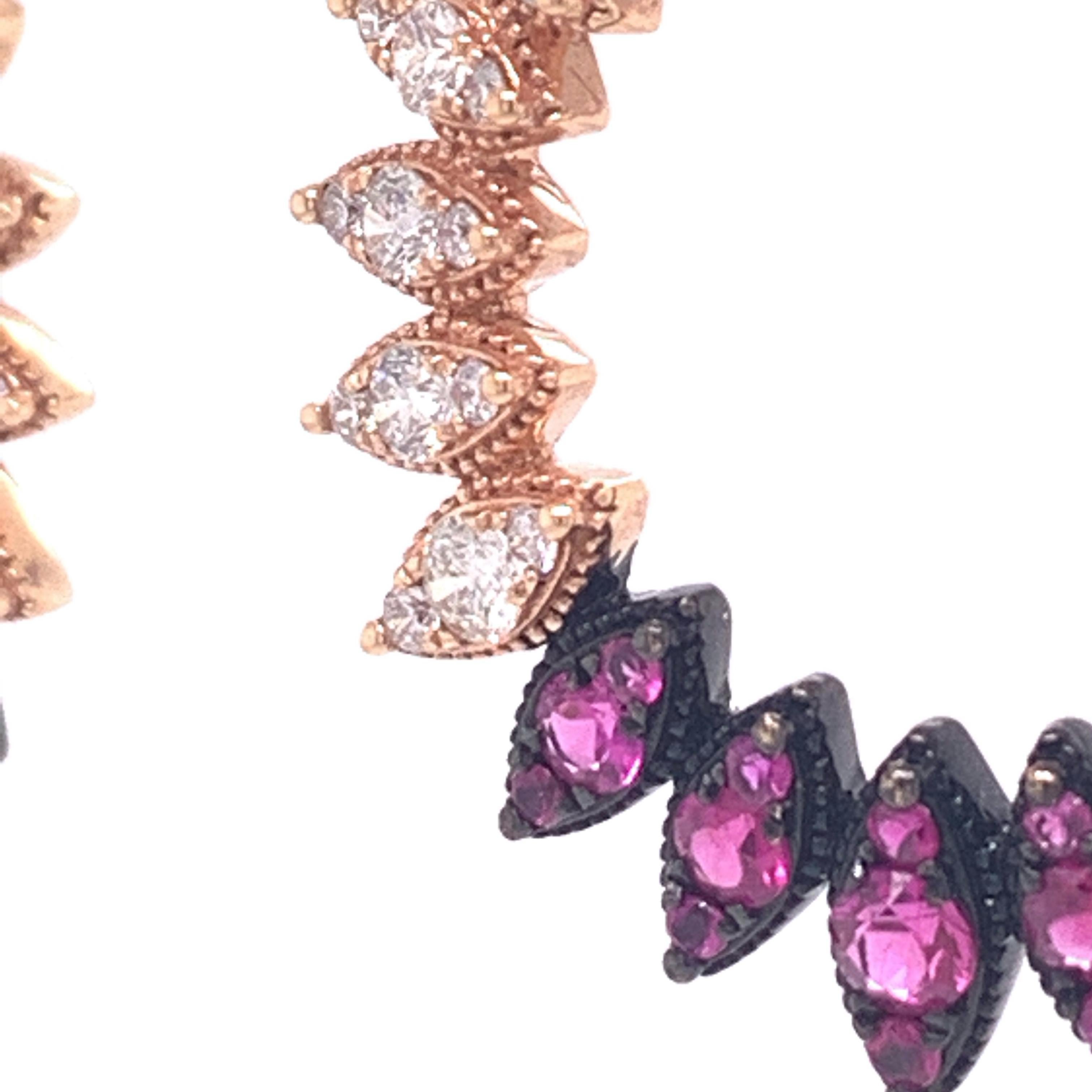 Contemporary Ruchi New York Ruby and Diamond C-Shape Earring