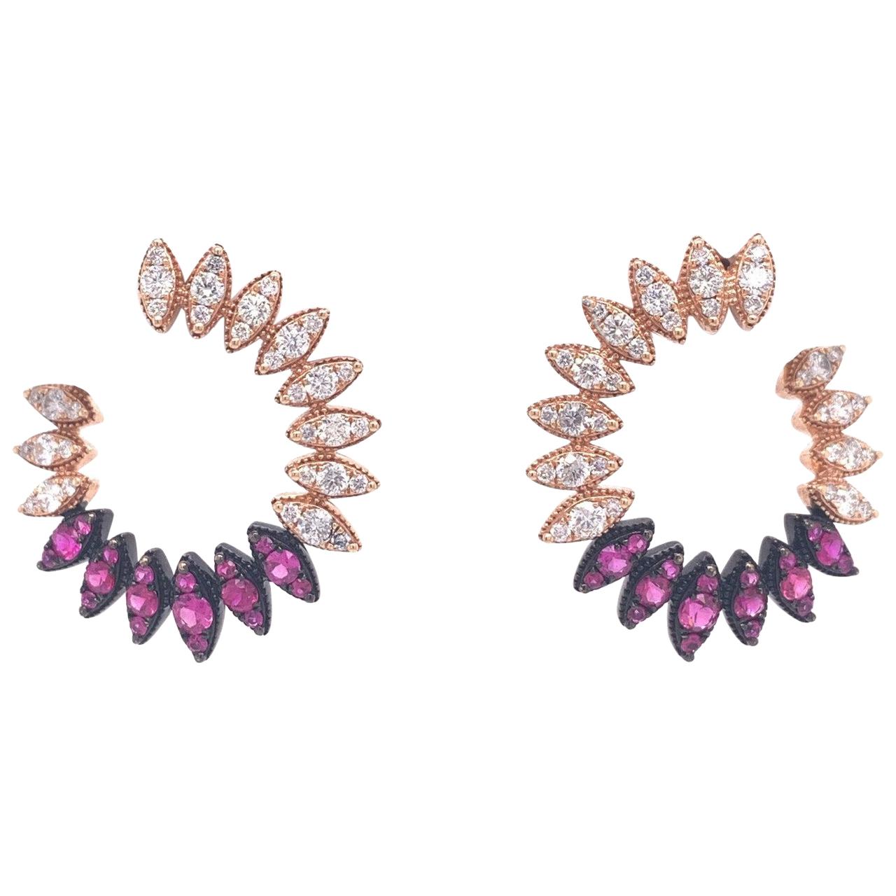 Ruchi New York Ruby and Diamond C-Shape Earring