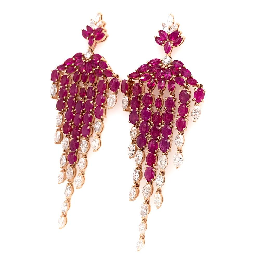 Ruby Collection

Oval and marquise Ruby with Diamond chandelier earrings set in 18K rose gold.

Ruby: 12.51ct total weight.
Diamonds: 3.66ct total weight.
All diamonds are G-H/SI stones.