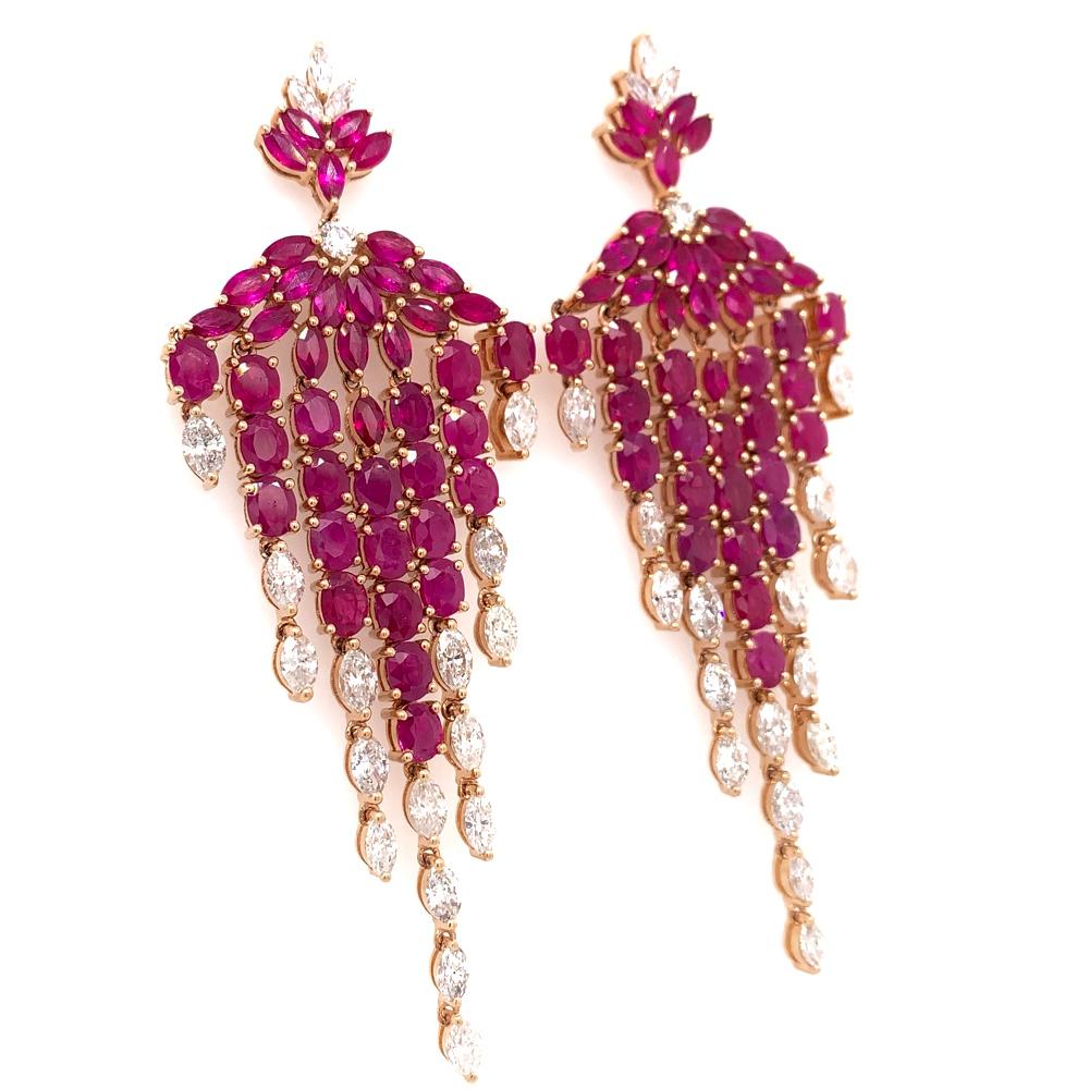 Contemporary Ruchi New York Ruby and Diamond Chandelier Earrings