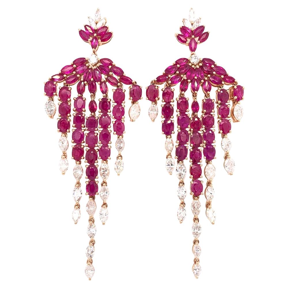 Ruchi New York Ruby and Diamond Chandelier Earrings