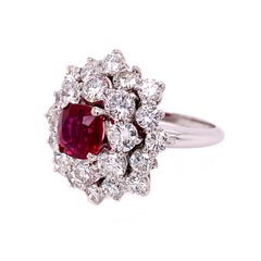 RUCHI Ruby Cushion and Brilliant Diamond White Gold Cocktail Ring