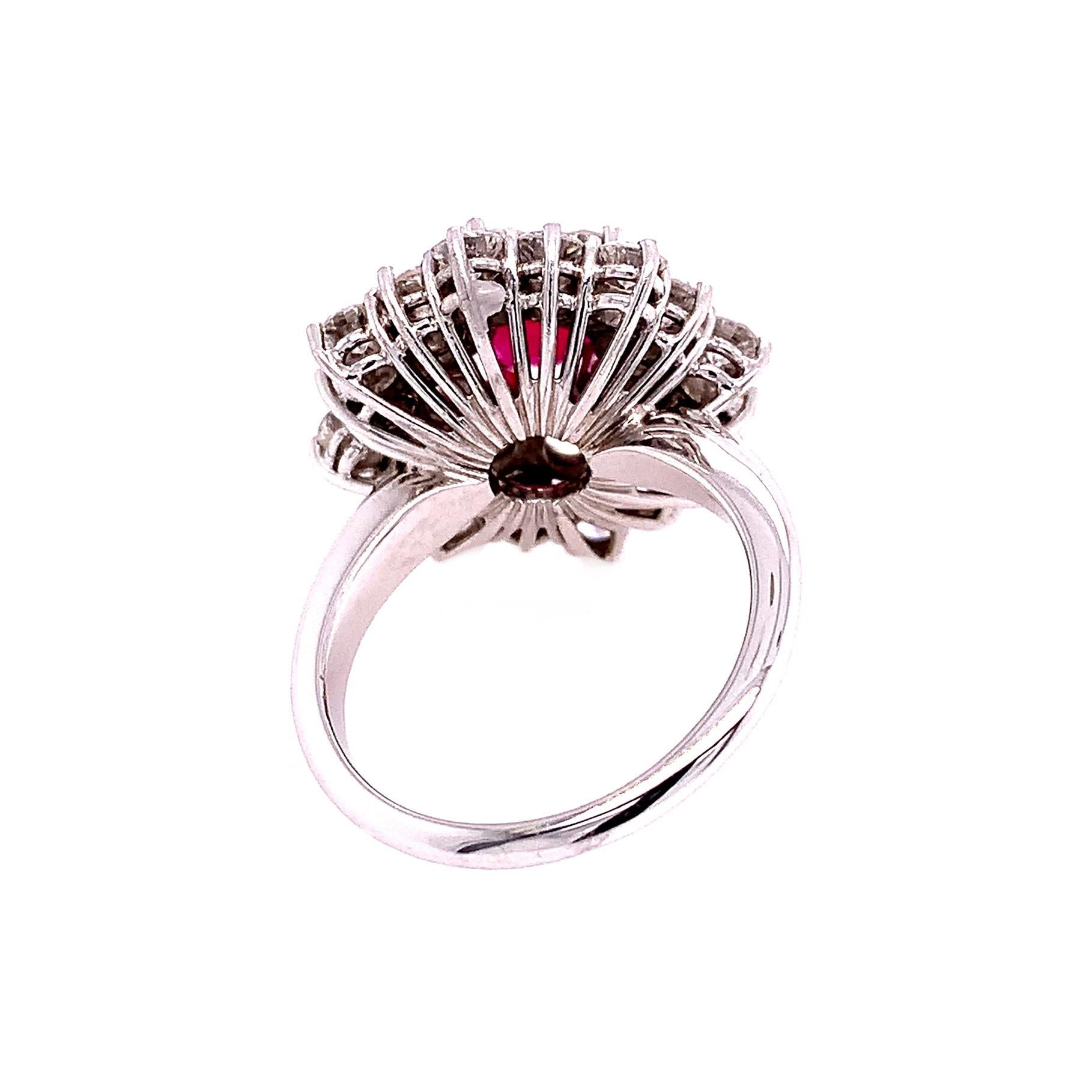 RUCHI Ruby Cushion and Brilliant Diamond White Gold Cocktail Ring In New Condition For Sale In New York, NY