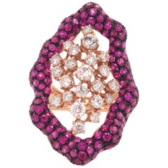 Ruchi New York Ruby and Diamond Cocktail Ring